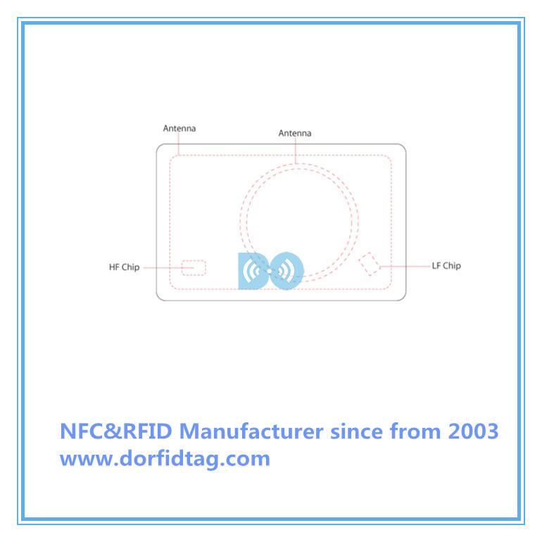 125KHz EM4100+13.56MHz Mifare 1K hybrid card dual frequency RFID card